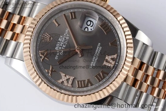 Gray Markers Bracelet Dial 126231 RG 36 DateJust JDF Plated Jubilee 904L RG Steel Roman V2 SS on 1218